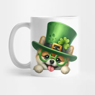 St Patricks Day Peeking Pomeranian Dog Mug